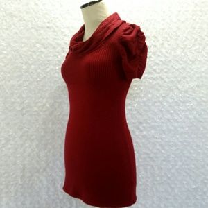 Burgundy Knit Cowl Neck Sweater Tunic Top Dreds